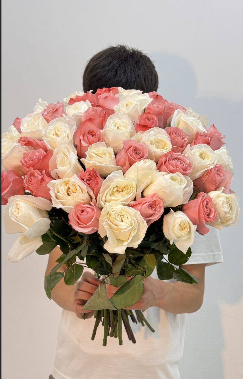 Букет Цветных роз 51шт 60см