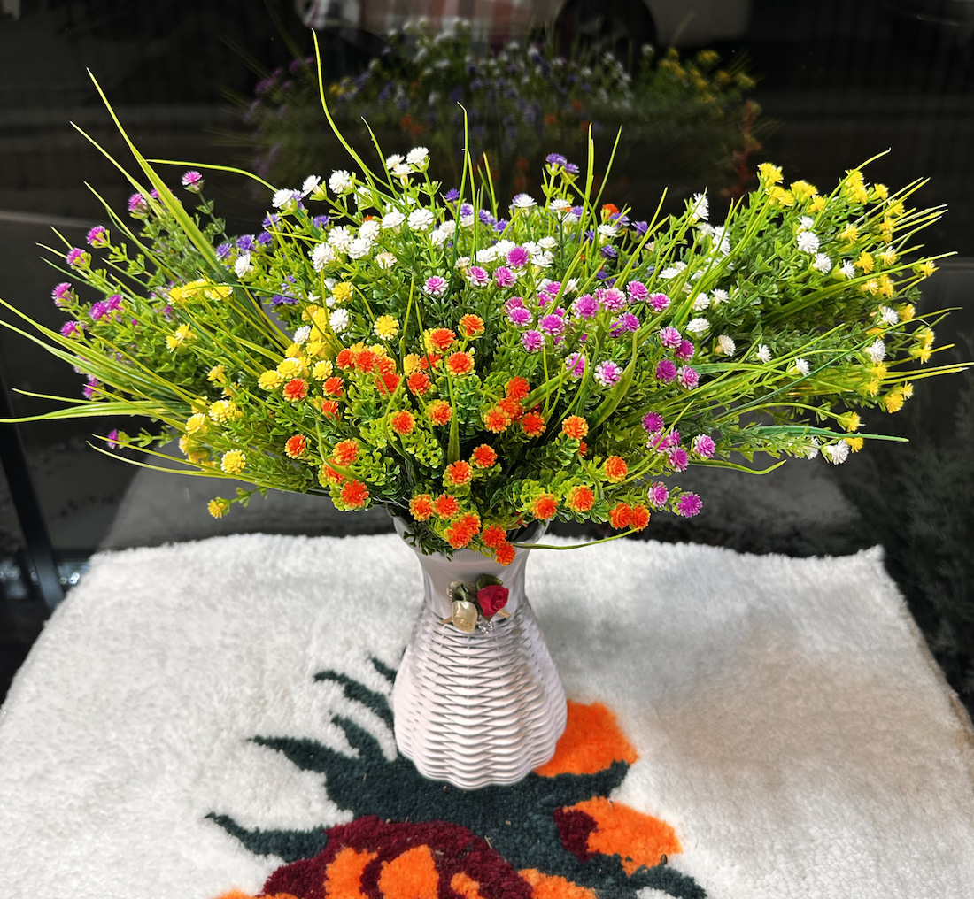 Искусственные растение, пластик, белый горшок