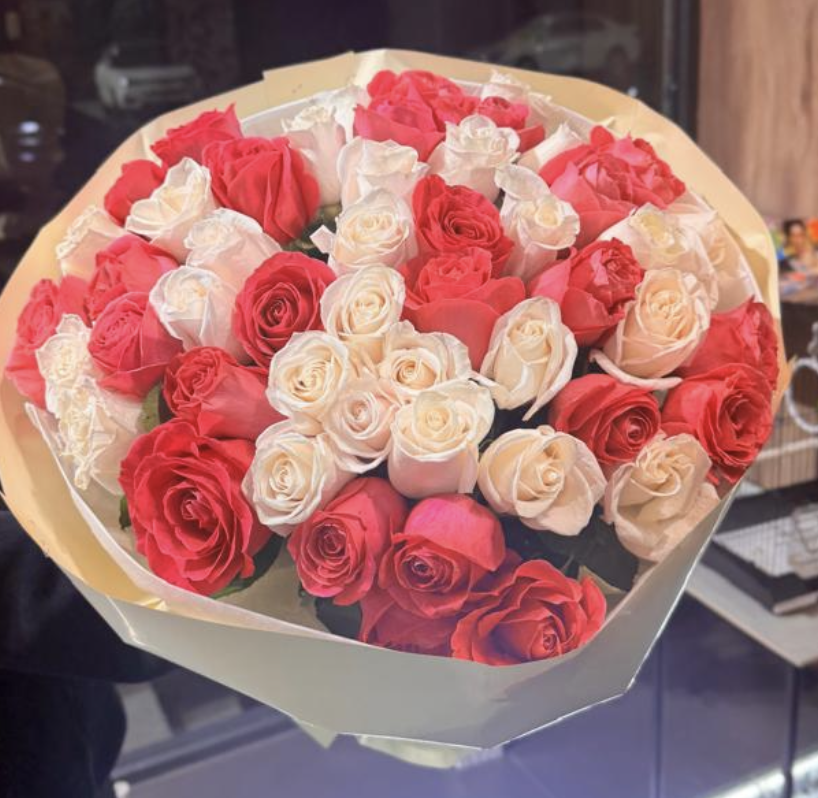 Букет Цветных роз 41шт 60см